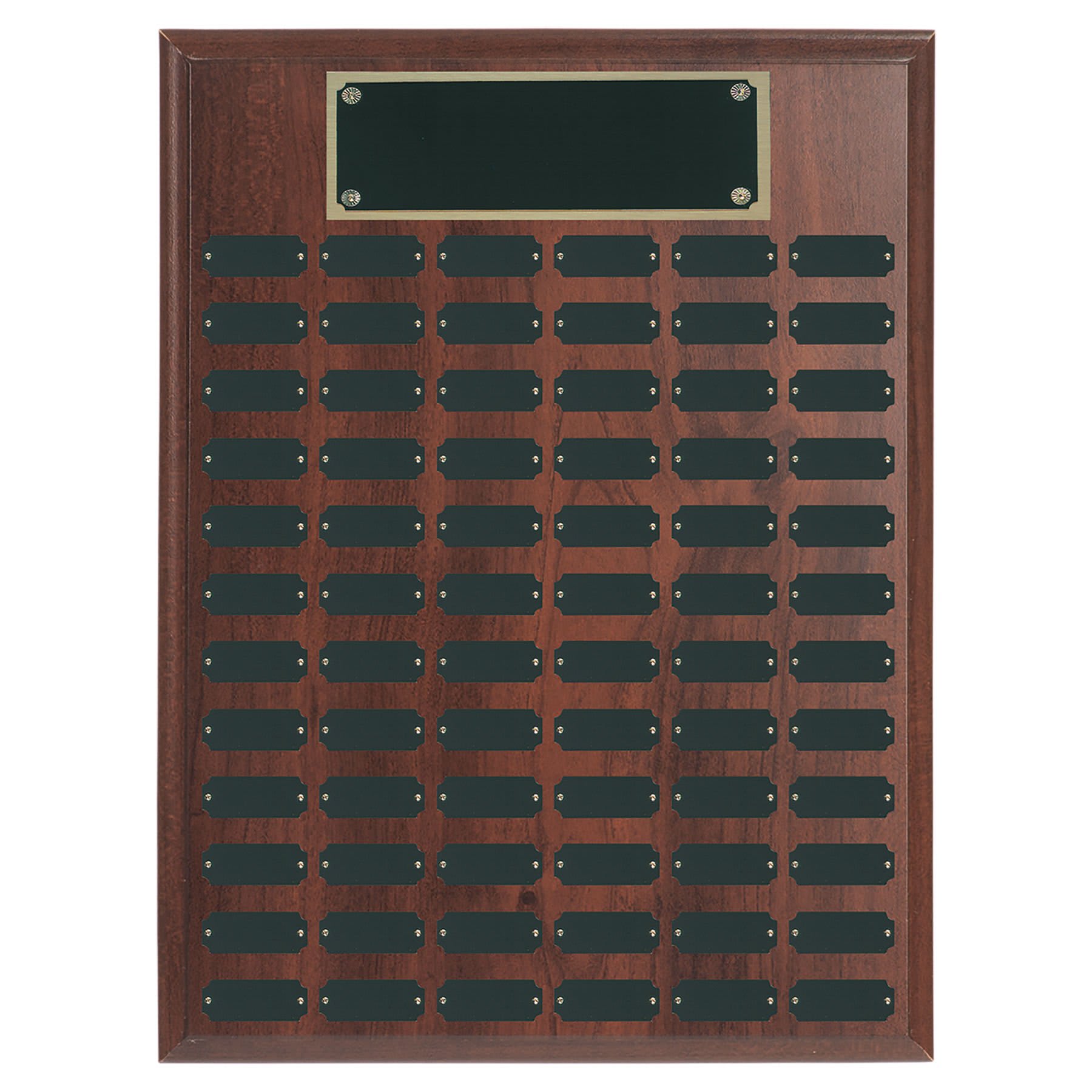 Genuine Walnut Step Edge Perpetual Plaque with 72 Plates